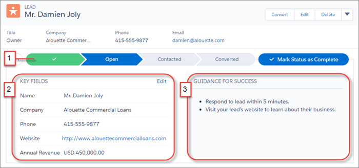 Screenshot of a lead showing the Opportunity Path feature.