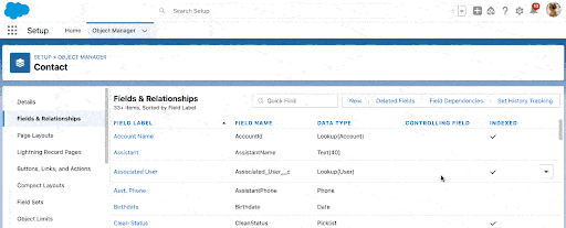 Pronoun and gender identity fields in Object Manager in Setup 