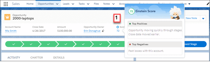 Screenshot of Einstein Lead and opportunity scoring