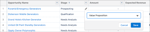 Screenshot of improvements to inline editing in reports