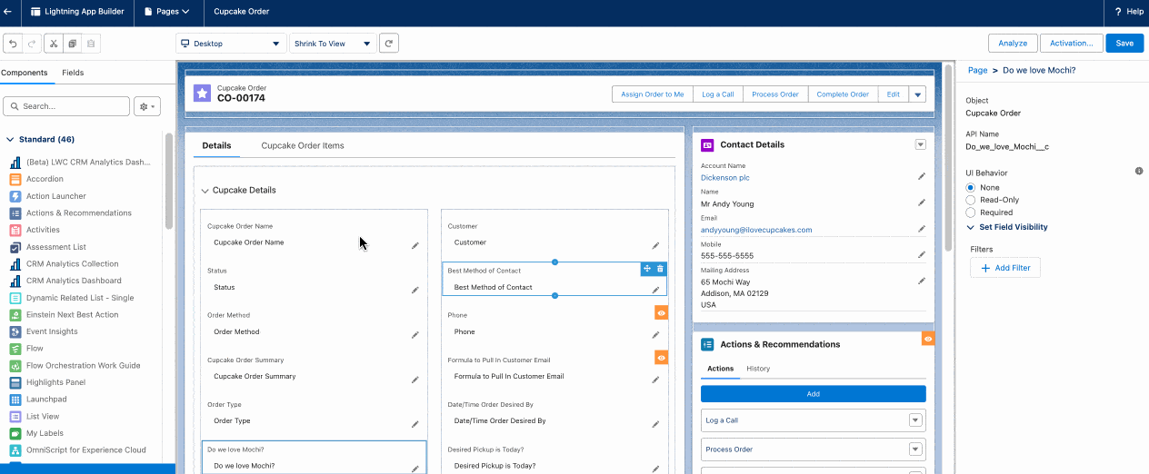 Setting component visibility on tabs to show relevant tabs at the right time