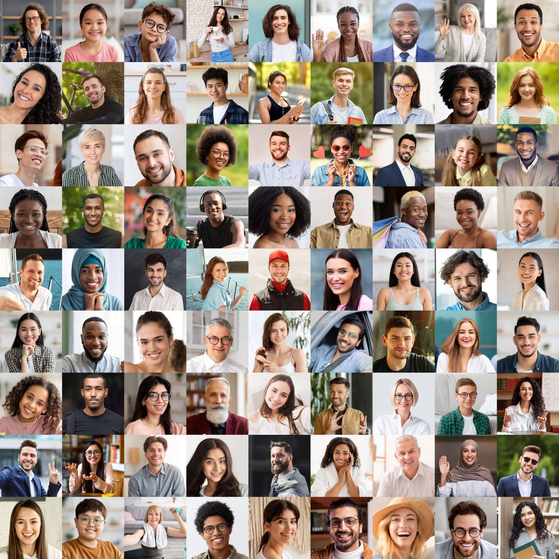 Collage of happy multiracial people