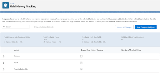 Enhanced Field History Tracking in Setup