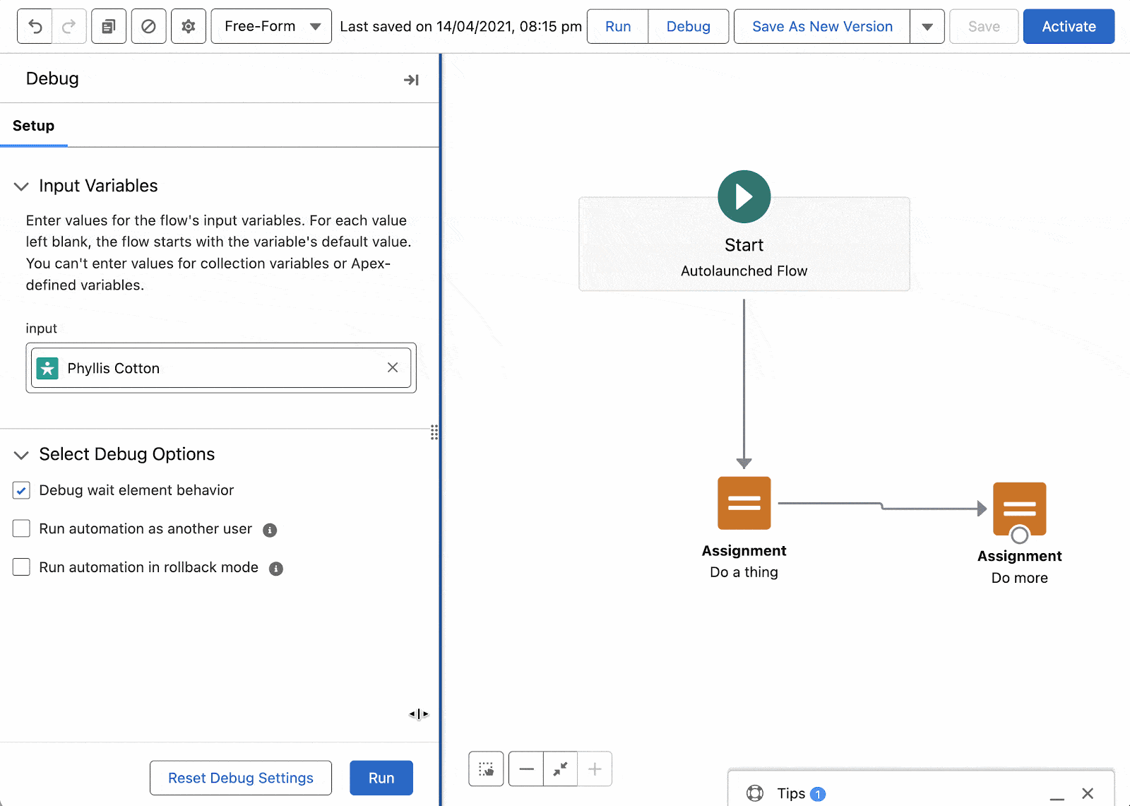 Keep Debug Settings When Editing Flows